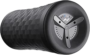 Detalle del rodillo de espuma Hyperice Vyper 3 con controlador ajustable, diseñado para proporcionar masajes terapéuticos y mejorar la recuperación muscular.