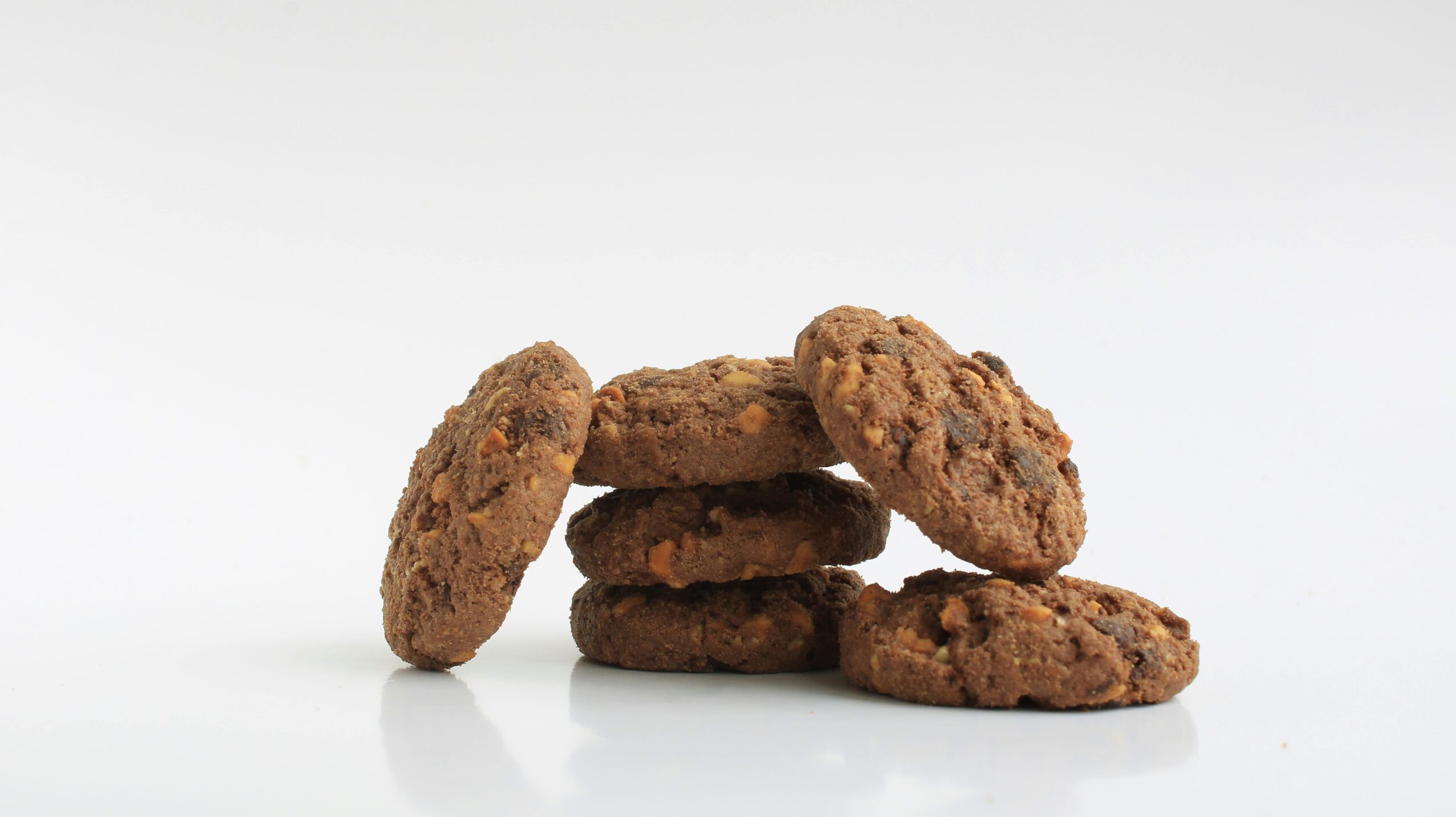 Tempting stack of chocolate chip cookies, perfect for snack time or dessert.